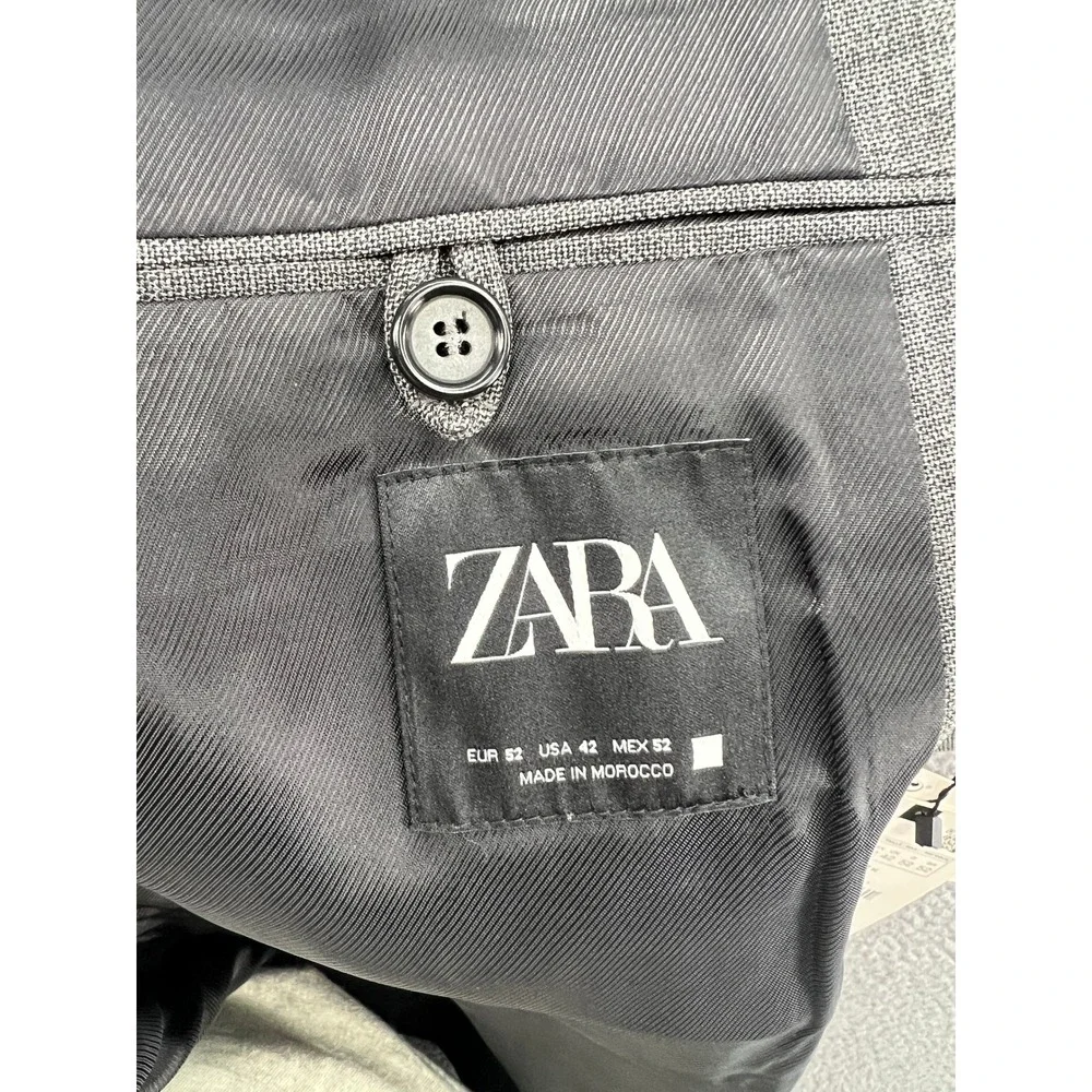 Zara Blazer Jacket Sport Coat Mens Sz 42 Grey Regular Fit Suit NWT